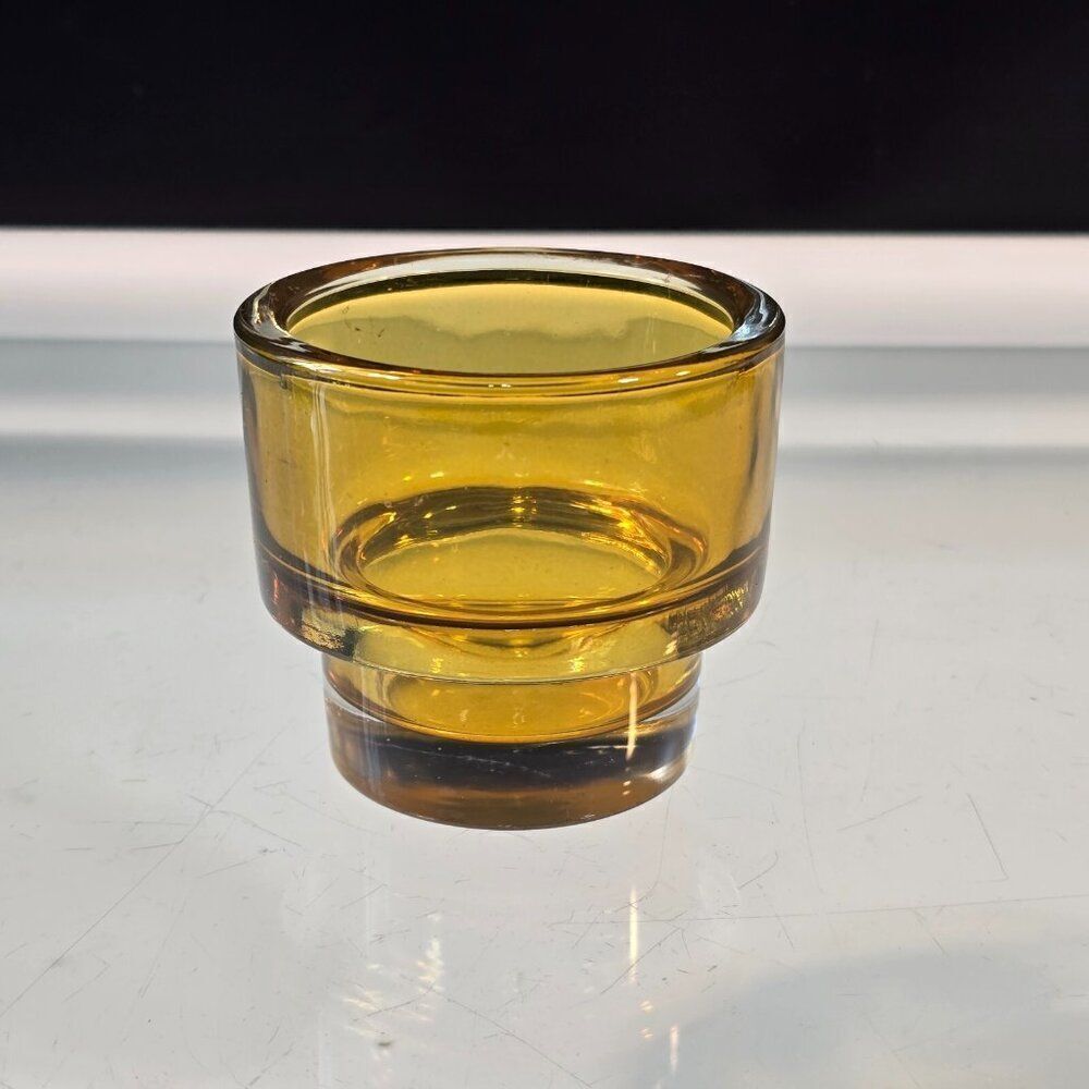 Ikea Thick Amber Glass Tea Light Candle Holder Single